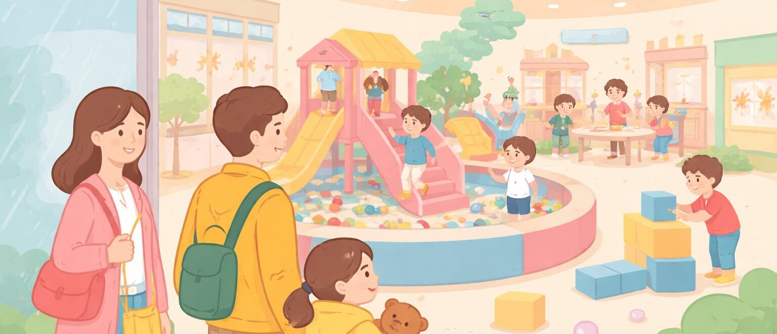 Illustration image of indoor activities in Fukuoka for families visiting with kids on a rainy day