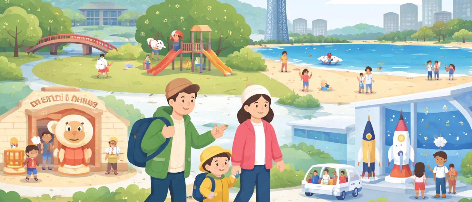Illustration image representing family-friendly travel in Fukuoka with children