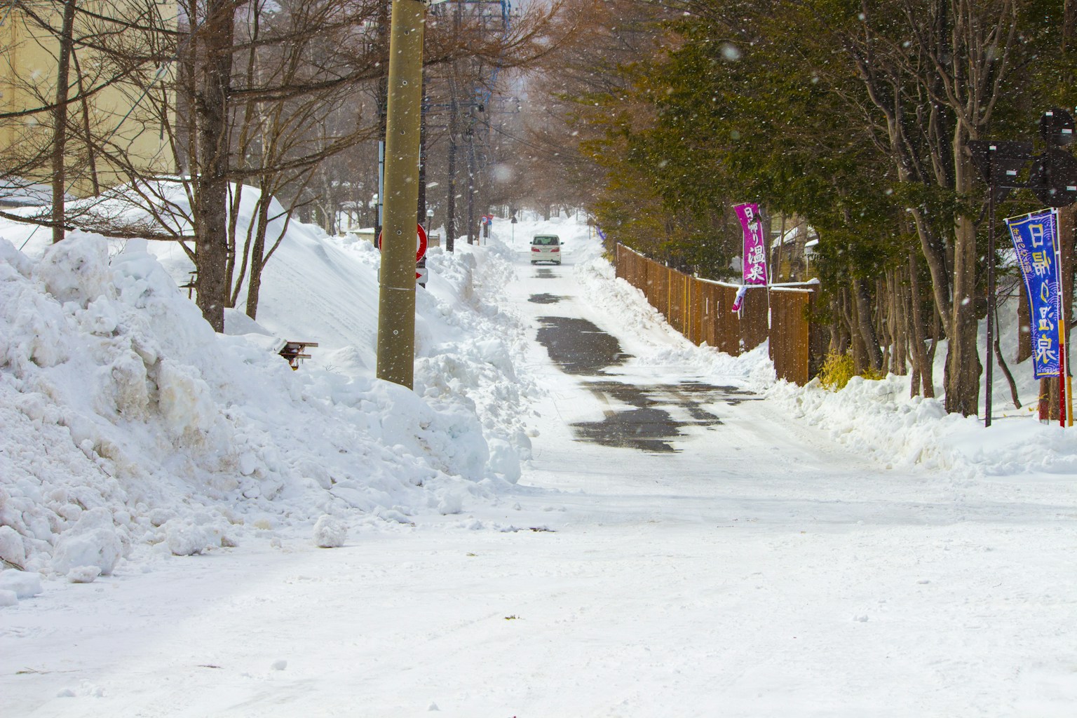 a street is covered in snow next to a fence (Photo by Tara Vester on Unsplash)
