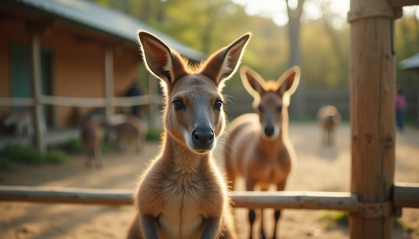 Kids petting kangaroos and miniature horses in the Contact Zone at African Safari Oita