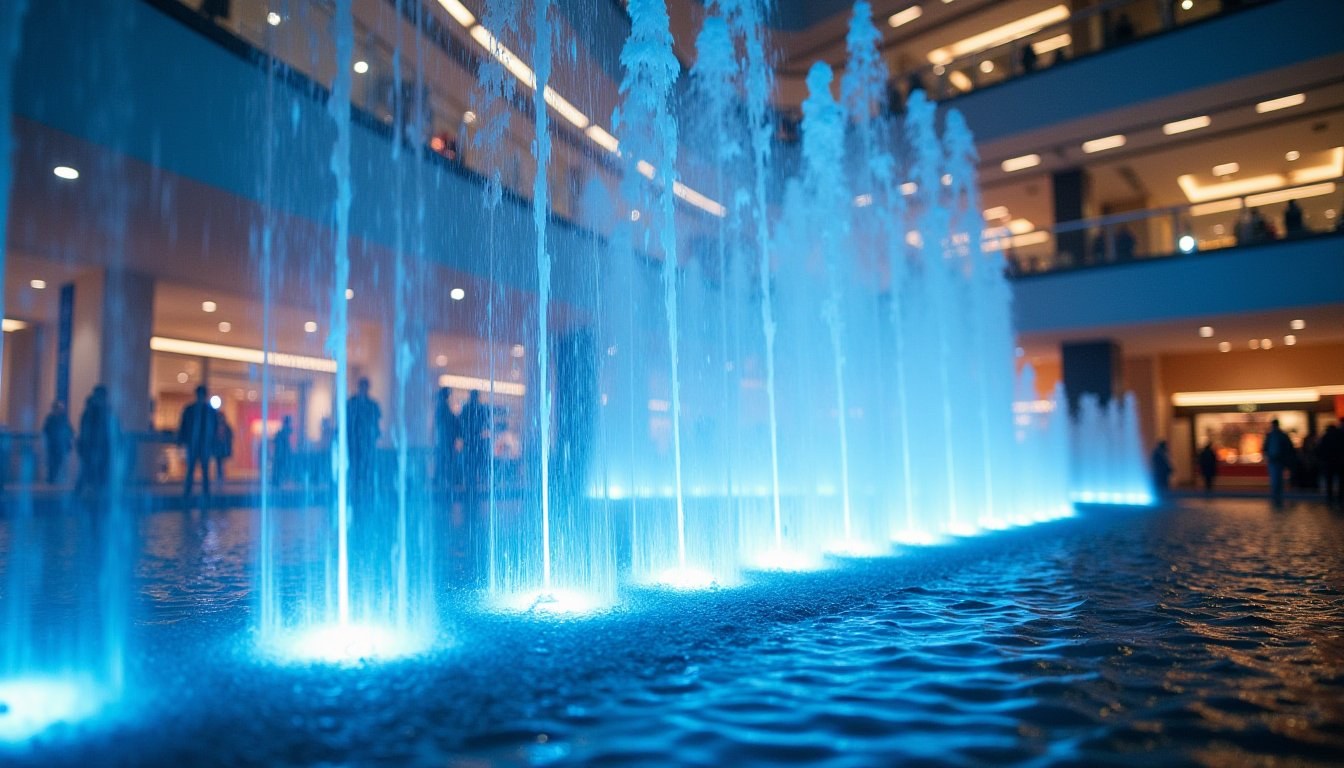 Blue and white winter illuminations around Fukuoka Tower and Seaside Momochi at night