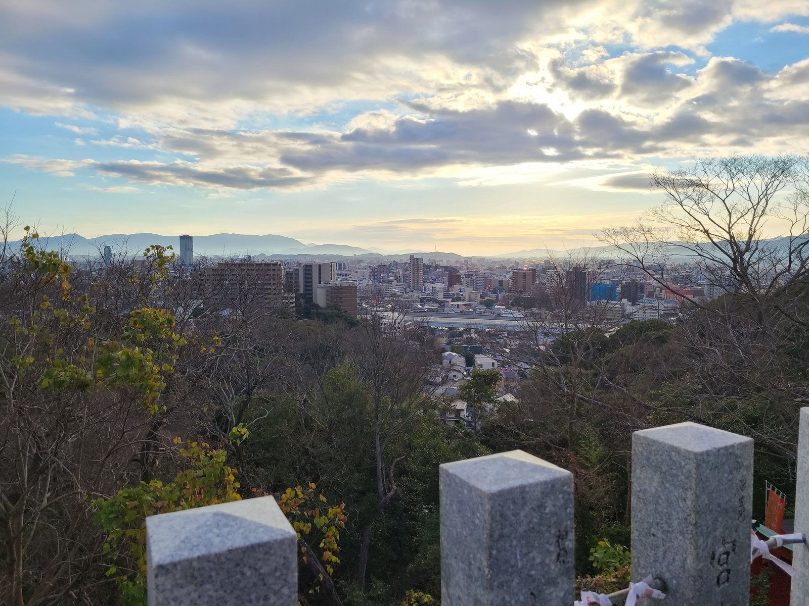 Fukuoka city skyline from a bayside tower
